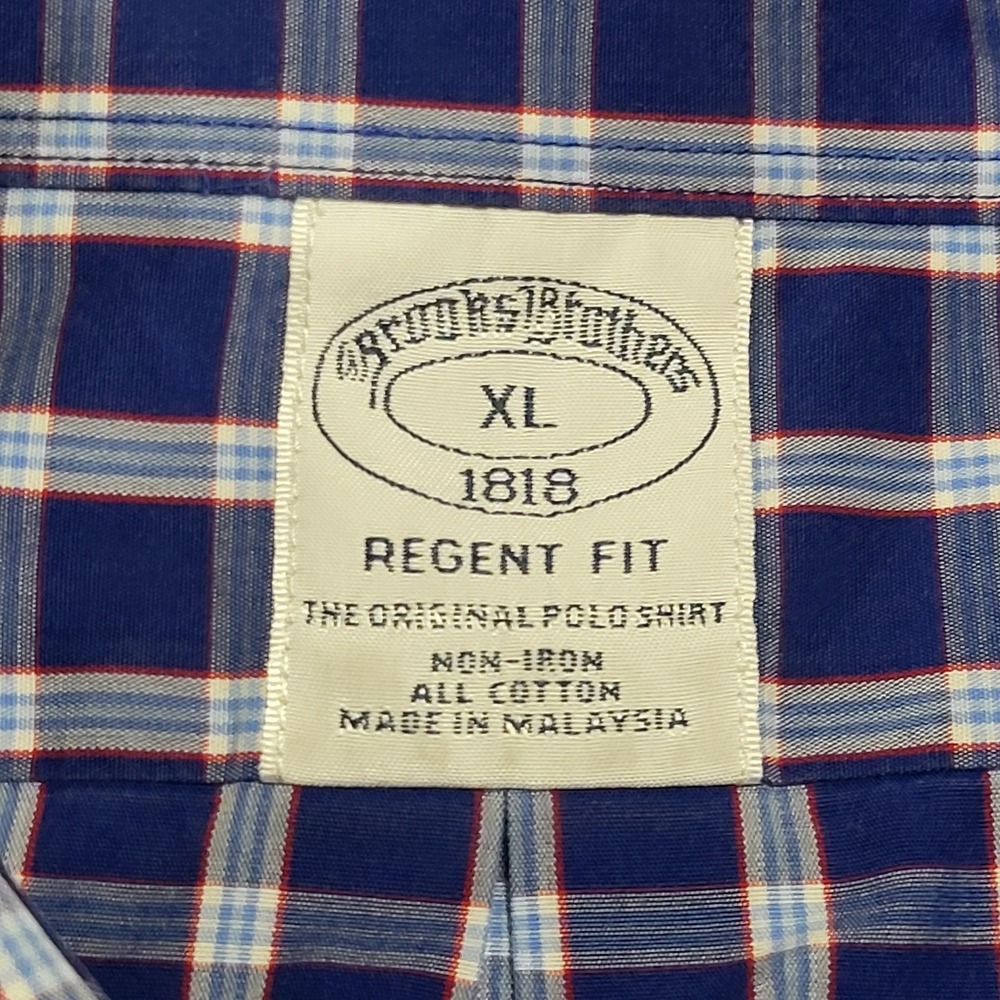 Men's Brooks Brothers Regent Shirt XL Blue Button Down Puckerware Plaid Checker - Picture 9 of 16